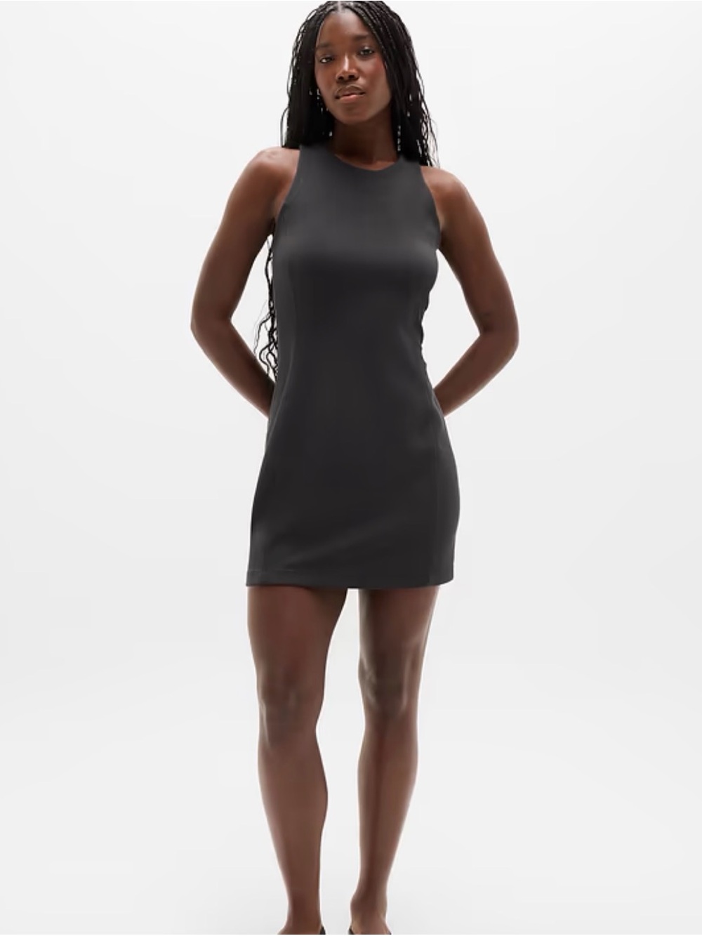 Athleta Seasoft Rib Mini Tank Dress Black size Small